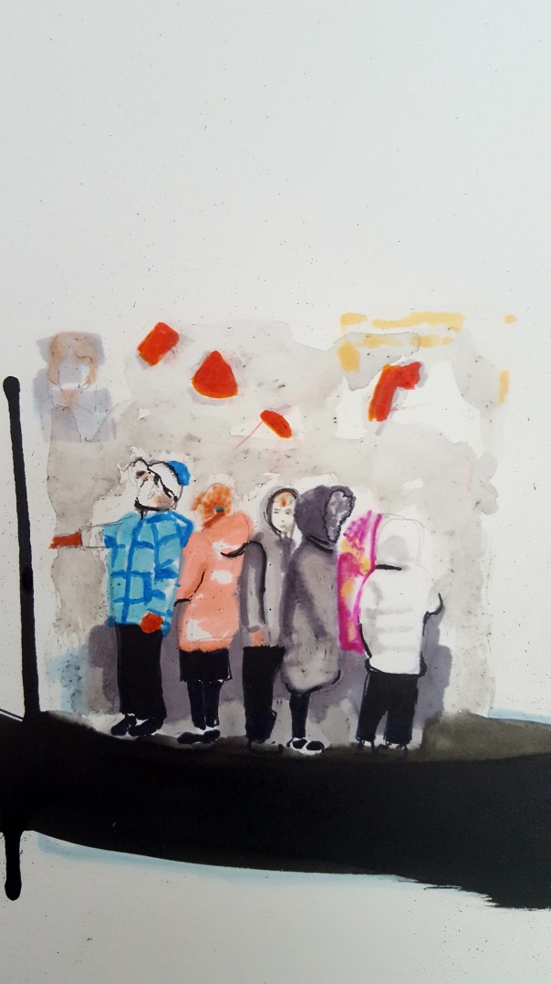 Artwork of children standing in line